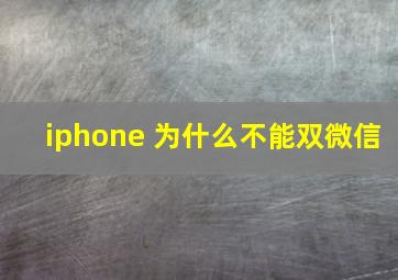 iphone 为什么不能双微信